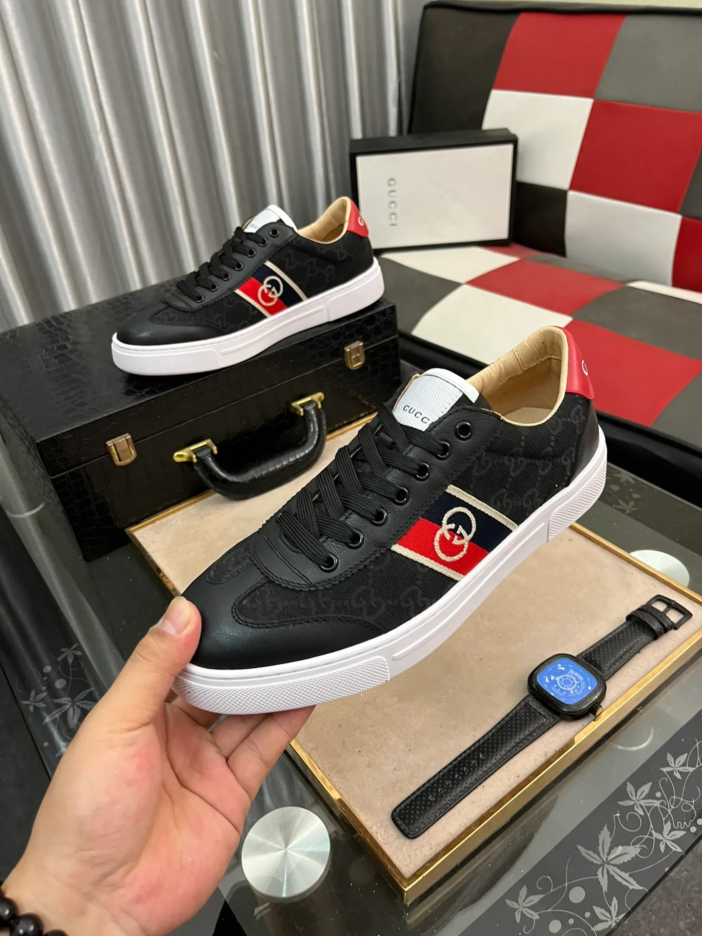 Men's shoes 💰400⌚️⌚️《Gucci*》The latest hot-selling casual shoes, top brand [seduce] luxury~purchase, top~quality. [Strong] The upper is made of imported breathable mesh with material ➕ breathable sports lining (•) and fine workmanship. Original personalized fashionable soft rubber wear-resistant outsole, size: 38-443⃣️colors available